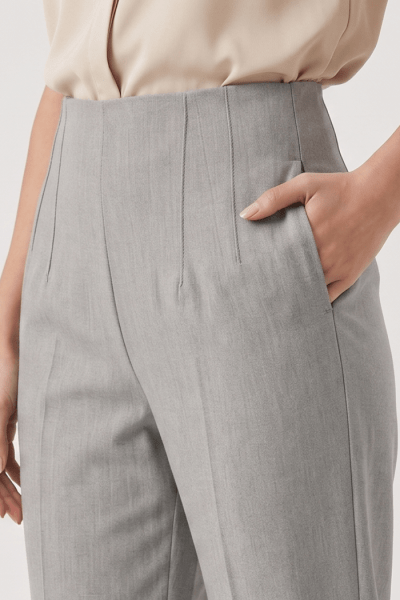 Calça Alfaiataria Reta Cinza Claro ALF1001CZ Calça Alfaiataria Reta Cinza Claro ALF1001CZ