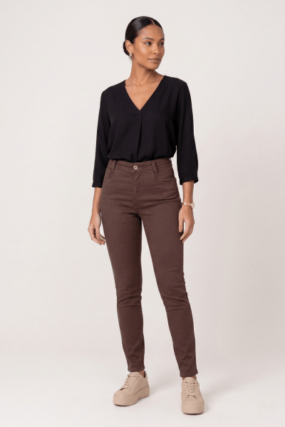 Calça De Sarja Marrom Skinny F2509MR