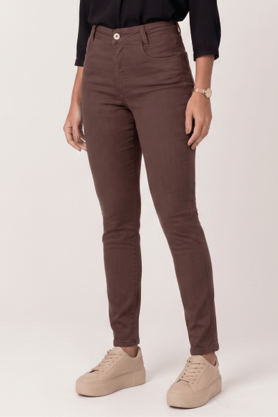 Calça De Sarja Marrom Skinny F2509MR