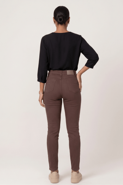 Calça De Sarja Marrom Skinny F2509MR