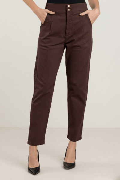 Calça Feminina Mom Com Elástico Marrom F2024020MR