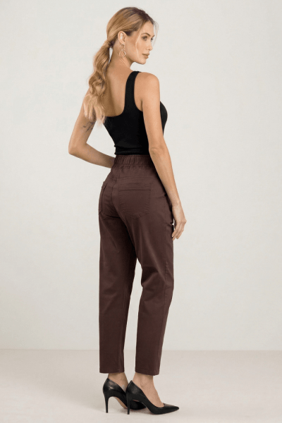 Calça Feminina Mom Com Elástico Marrom F2024020MR