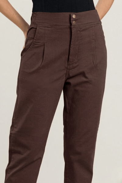 Calça Feminina Mom Com Elástico Marrom F2024020MR