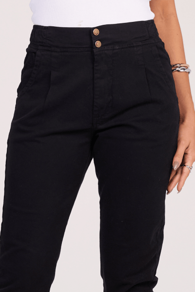 Calça Mom Preta com Elástico F2024020PT