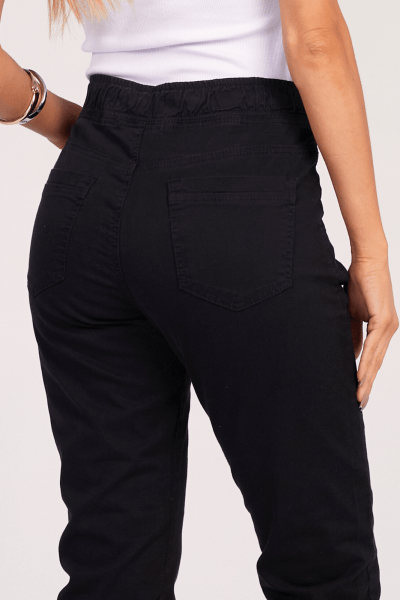 Calça Mom Preta com Elástico F2024020PT