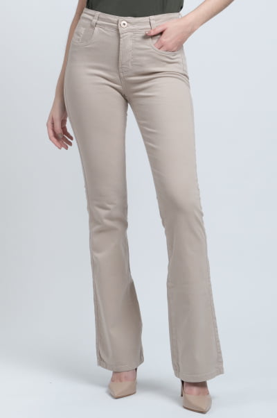 Calça Flare Areia de Sarja F2897AR