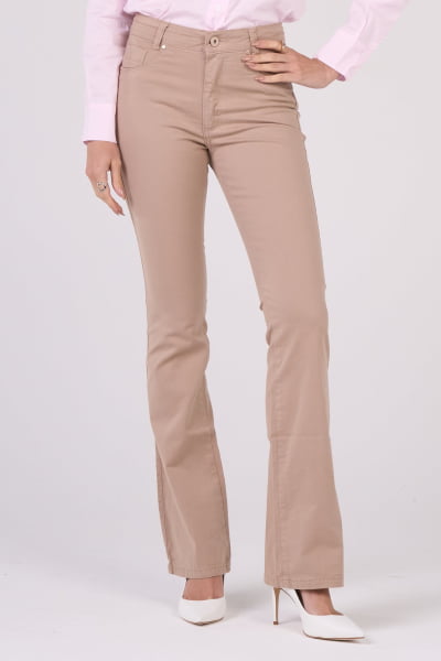 Calça Flare de Sarja Areia F2507AR