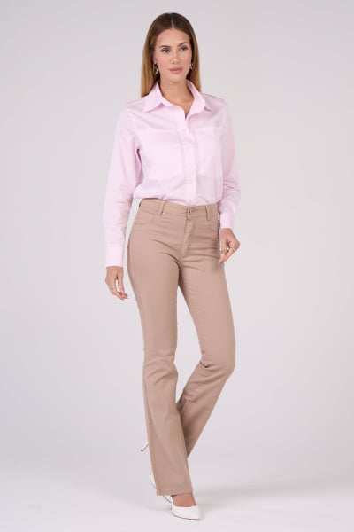 Calça Flare de Sarja Areia F2507AR