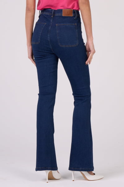 Calça Flare Jeans Azul Escuro Boule