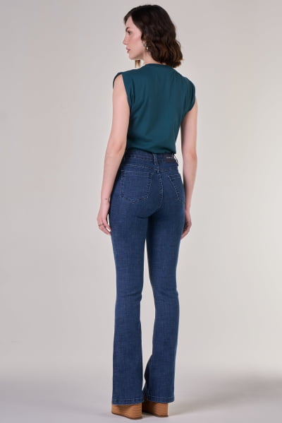 Calça Flare Jeans Azul Escuro F24040