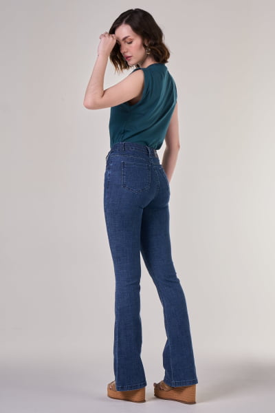 Calça Flare Jeans Azul Escuro F24040