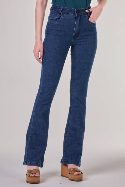 Calça Flare Jeans Azul Escuro F24040