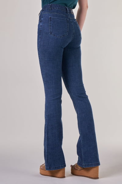 Calça Flare Jeans Azul Escuro F24040