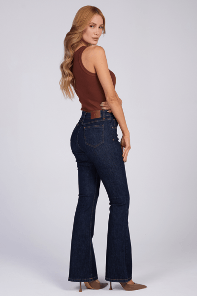 Calça Flare Jeans Azul Escuro F25012 Calça Flare Jeans Azul Escuro F25012