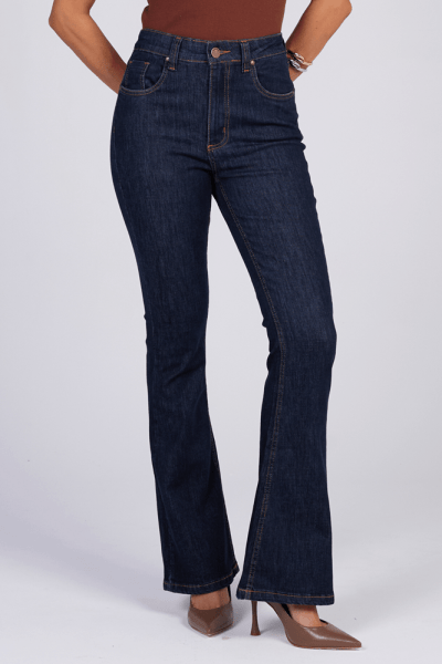 Calça Flare Jeans Azul Escuro F25012