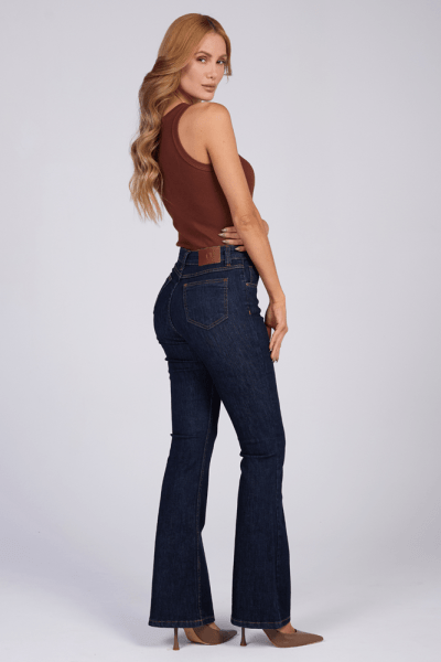 Calça Flare Jeans Azul Escuro F25012