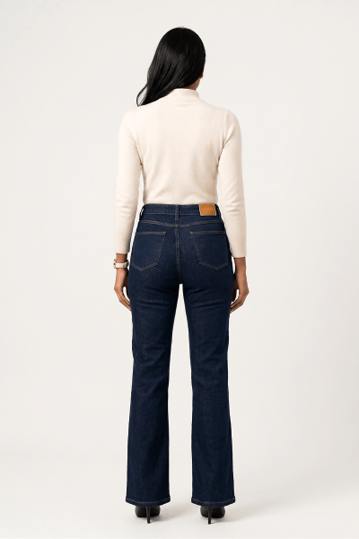 Calça Flare Jeans Azul Escuro F25012B