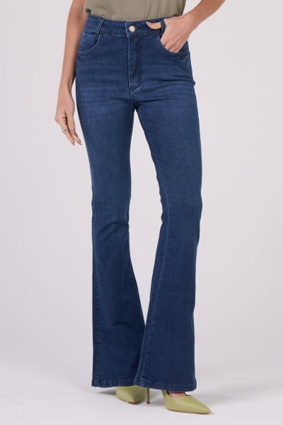 Calça Flare Jeans Azul Médio F24088