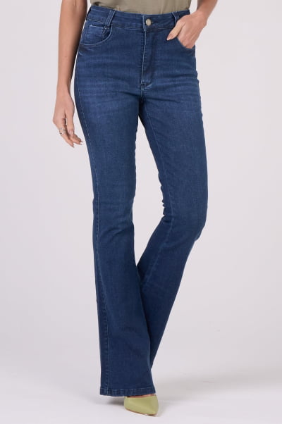 Calça Flare Jeans Azul Médio F24088