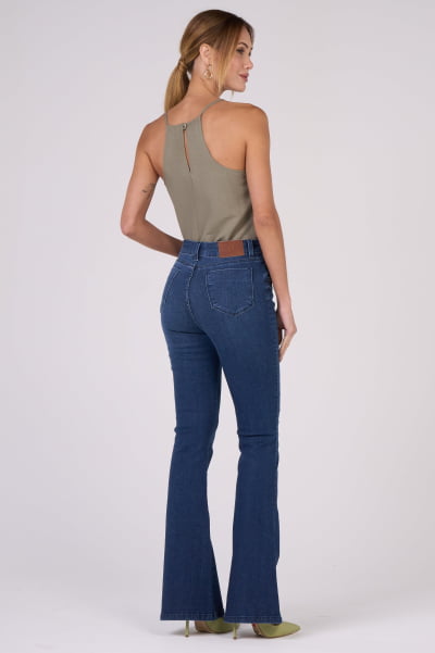 Calça Flare Jeans Azul Médio F24088