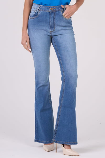 Calça Flare Jeans Azul Médio F24089