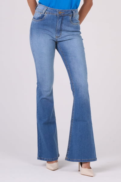 Calça Flare Jeans Azul Médio F24089