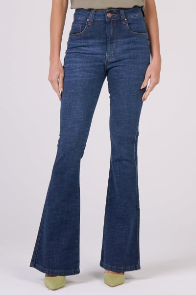 Calça Flare Jeans Azul Médio F24102