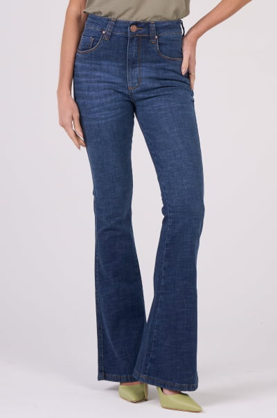 Calça Flare Jeans Azul Médio F24102