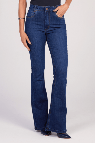Calça Flare Jeans Azul Escuro F25026