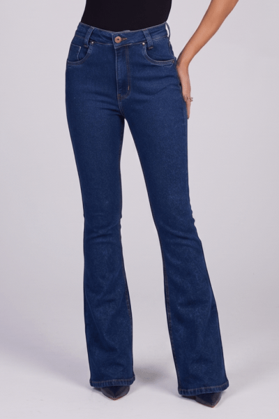 Calça Flare Jeans Azul Médio F25029