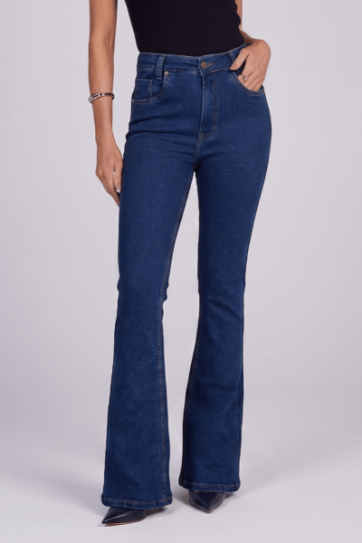 Calça Flare Jeans Azul Médio F25029