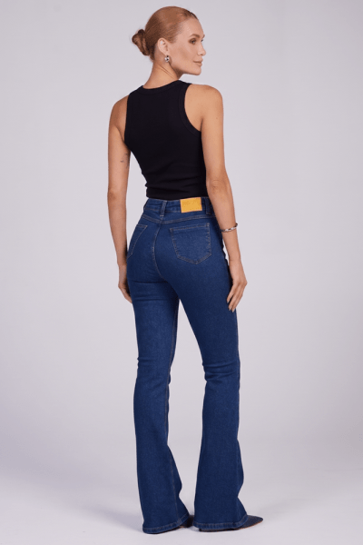 Calça Flare Jeans Azul Médio F25029