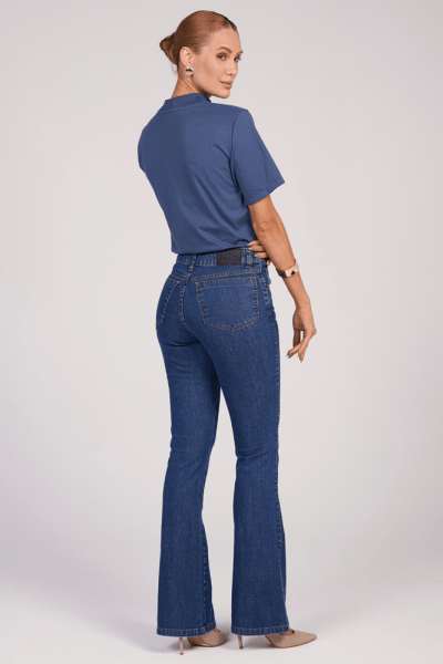 Calça Flare Jeans Azul Médio F25037