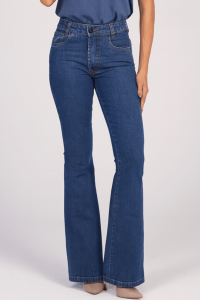 Calça Flare Jeans Azul Médio F25037 Calça Flare Jeans Azul Médio F25037