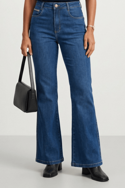 Calça Flare Jeans Azul Médio F26200