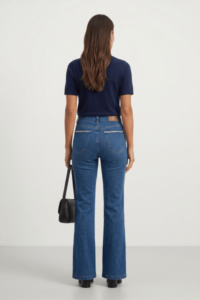 Calça Flare Jeans Azul Médio F26200