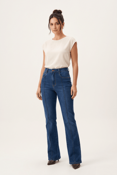 Calça Flare Jeans Azul Médio F26212