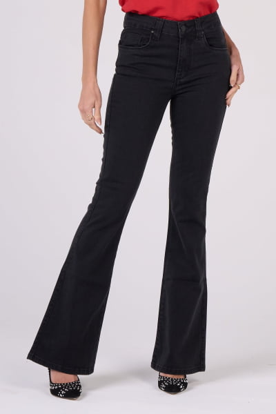 Calça Flare Jeans Black Estonada F24099