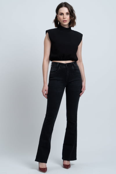 Calça Flare Jeans Black Estonada F24027