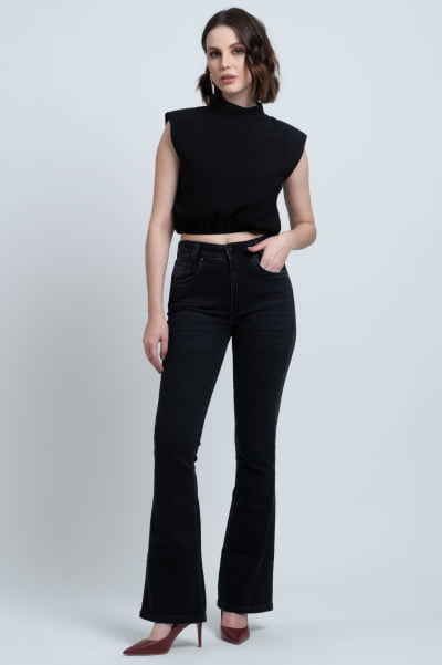 Calça Flare Jeans Black Estonada F24027