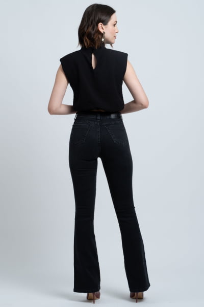 Calça Flare Jeans Black Estonada F24027