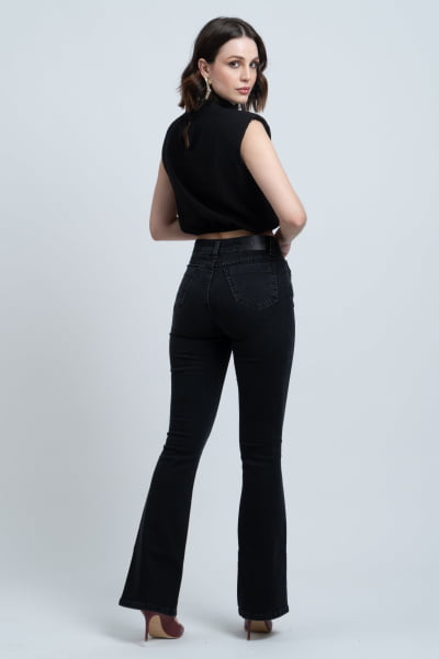 Calça Flare Jeans Black Estonada F24027