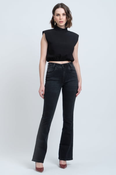 Calça Flare Jeans Black Estonada F24027