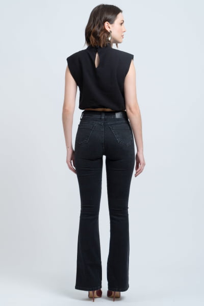 Calça Flare Jeans Black Estonada F24027