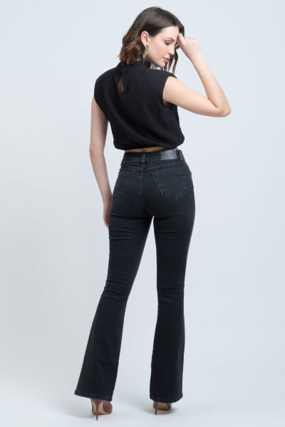 Calça Flare Jeans Black Estonada F24027