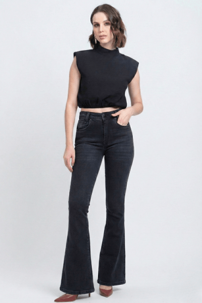 Calça Flare Jeans Black Estonada F24027