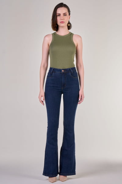 Calça Flare Jeans Escura F24074