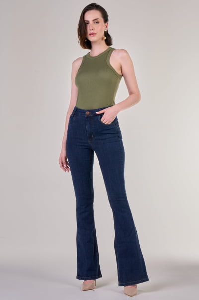 Calça Flare Jeans Escura F24074