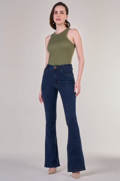 Calça Flare Jeans Escura F24074