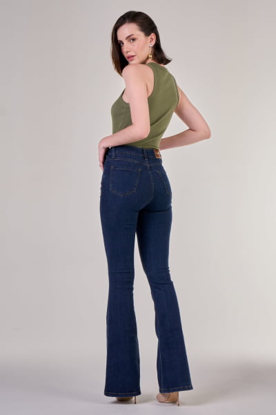 Calça Flare Jeans Escura F24074